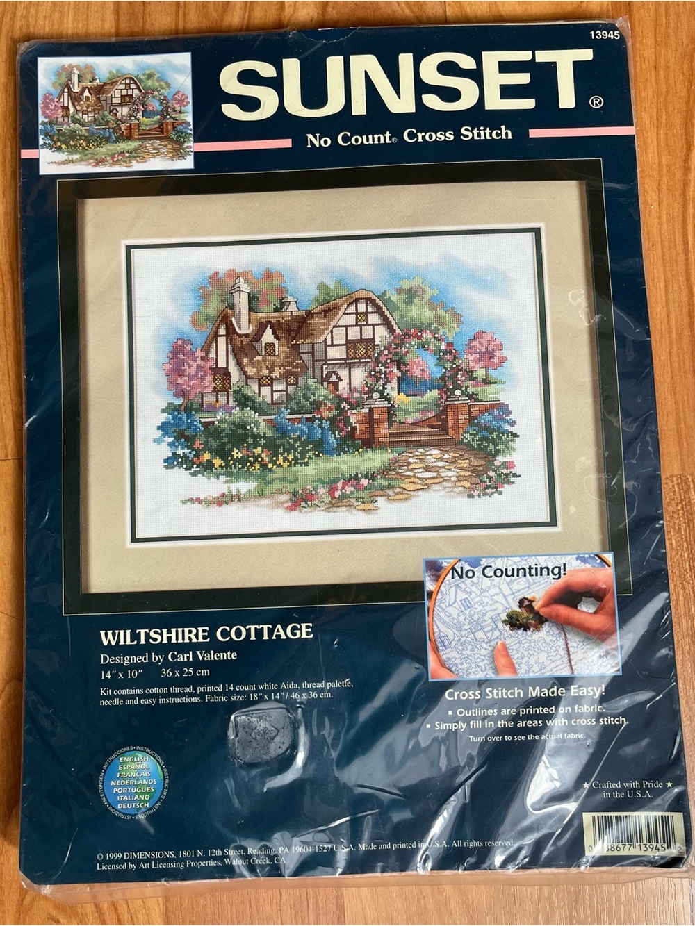 SUNSET Wiltshire Cottage No Count Cross Stitch Vtg Kit by Carl Valente -USA-NWT